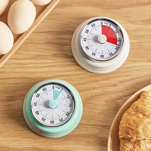 Elegant Stainless Steel Vintage Kitchen Timer with Magnetic Attachment (01-pink)