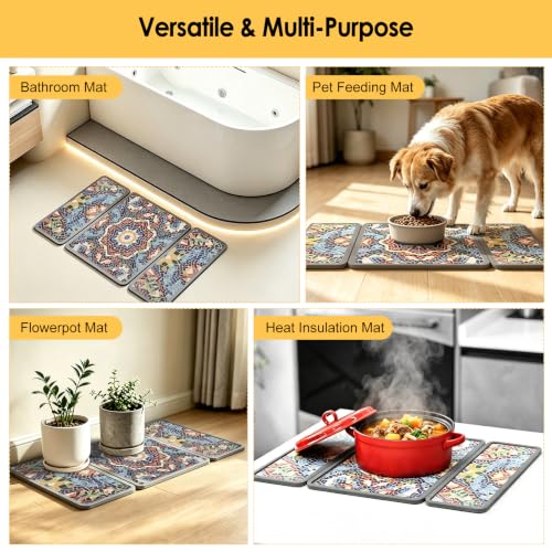Stone Dish Drying Mat with Silicone Sleeve (Grey Silicone Edge)