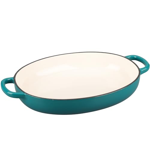 Enameled Oval Cast Iron Dutch Oven Pot with Lid (Darkcyan)
