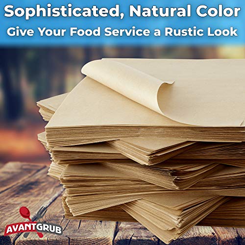 Eco Friendly Grease Proof 12" x 12" Deli Wrap. Best Kraft Food Wrapping Paper Sheets for Picnic