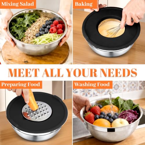21PCS Mixing Bowls with Lids Set (Mixing bowls 16Pcs Black-set)