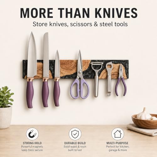 15.7 Inch Magnetic Knife Holder for Wall (Black / 15.7in)