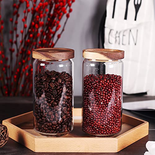 glass jars with acacia lid set