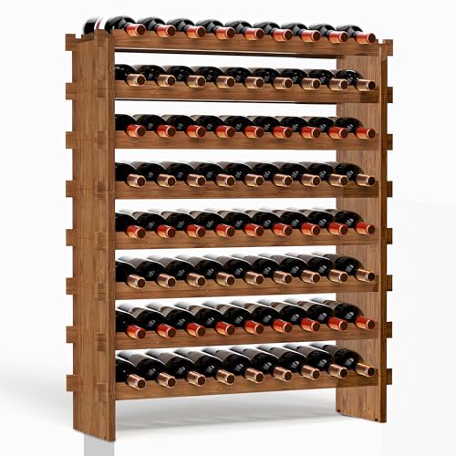 Bamboo Wine Racks Free Standing Floor 42 Bottles