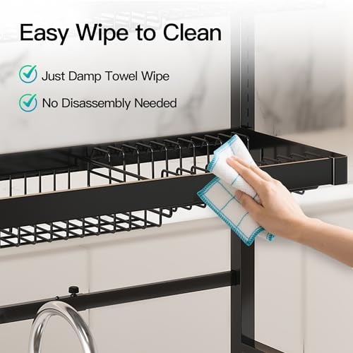 3 Tier Extra Large Stainless Steel Over The Sink Dish Drying Rack (Black / Over Sink 3 Tier)