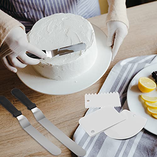 Stainless Steel Icing Spatulas Angled Cake Spatulas with 3 Cake Smoother Scrapers