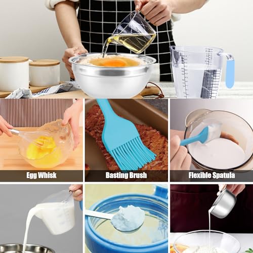 23PCS Stainless Steel Mixing Bowls Set with 400ML Cups & Lids