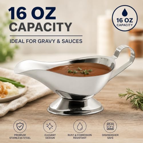 Stainless Steel Gravy Boat (16 Oz.)