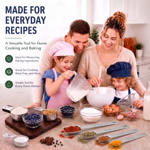 Stainless Steel Measuring Cups and Spoons Set (Rectangular Spoons Set)