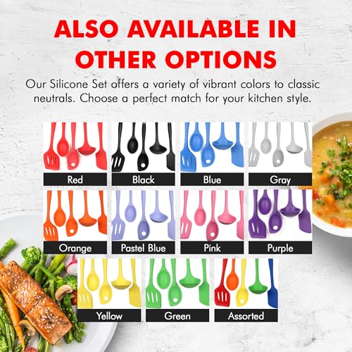 Premium Silicone Kitchen Tool and Utensil Set (5 Piece Set / Yellow)