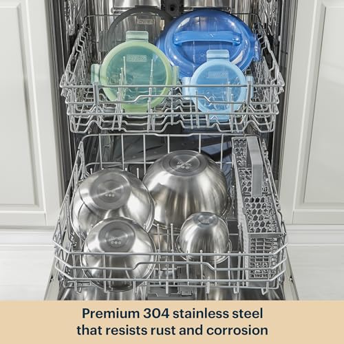 4 Pack Metal Stainless Steel Mixing Bowls with Airtight Locking Lids (4-Pack)