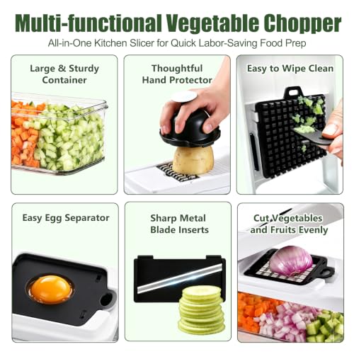 Vegetable Chopper Food Chopper with Container Onion Chopper 7 Blades