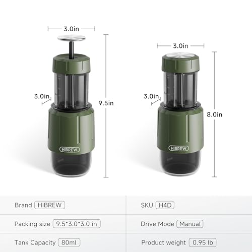 H4D 2-in-1 Portable Hand-Pump Coffee Machine Built-in Cup (Dark green)