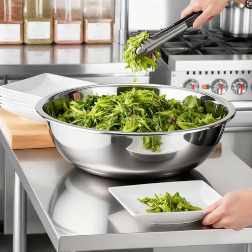 2 Pack 50 Quart Stainless Steel Large Mixing Bowl 27.5" Silver 304 Stainless Steel Extra Large Capacity Stackable Mixing Bowl for Commercial Kitchens