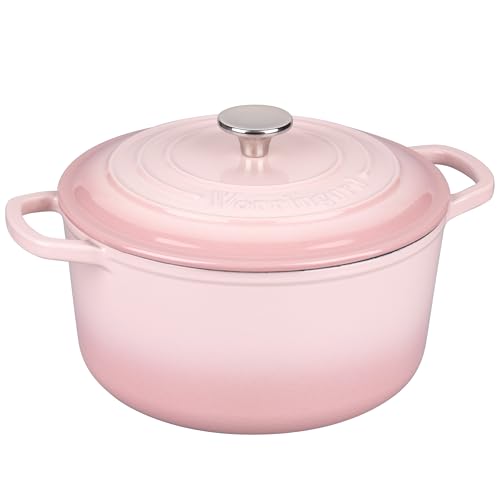 Enameled Cast Iron Dutch Oven Pot with Lid (6 QT / Pink)