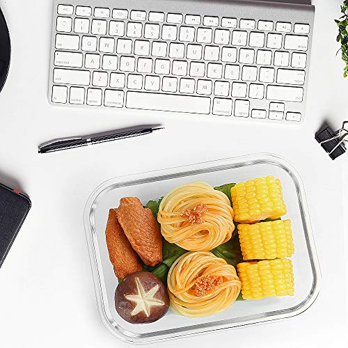 10 Pack 22 oz Glass Food Storage Containers with lids (white)