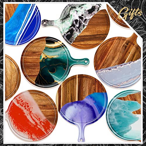 10 Pcs Round Acacia Wood Cutting Board with Handle