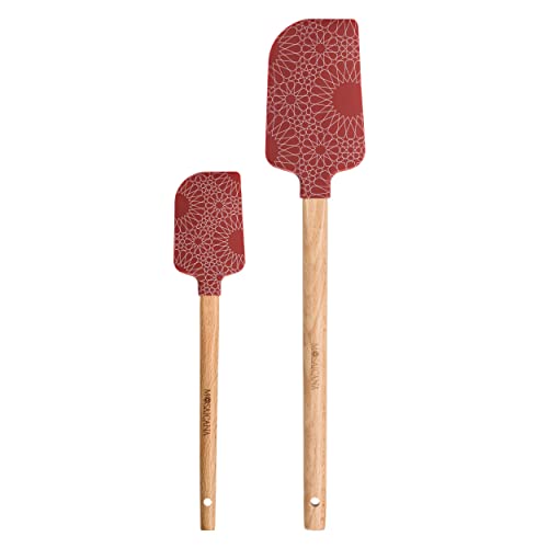 Silicone Spatula set of 2 with wooden handle and stunning pattern