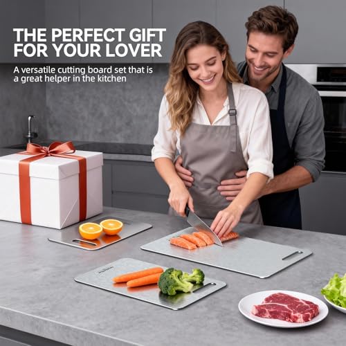 100% Pure Titanium Cutting Board for Kitchen Double