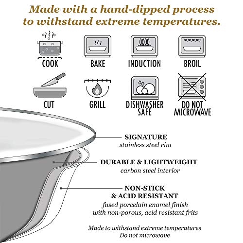 Enamelware Nested Mixing Bowls with Lids (Set of 3 - 3, 3.5 & 4.5 quarts / Ocean)