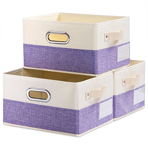 Foldable Storage Bins with Leather