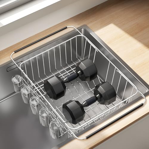 Dish Drying Rack in Sink (Large With Cup Holder - 14.96×12.6×5.87 Inches)