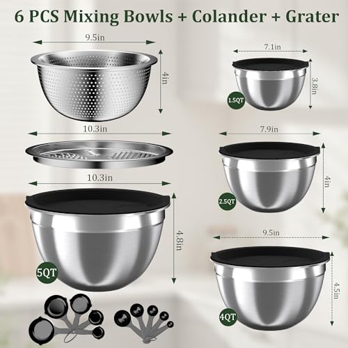 Mixing Bowls with Lids Set (Jet Black)