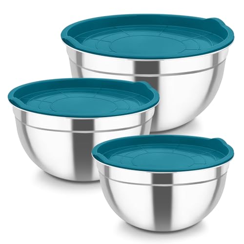 Mixing Bowls Stainless Steel Nesting Salad Bowls with Airtight Lids Set