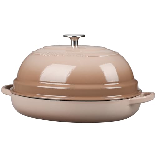 Enameled Oval Cast Iron Dutch Oven Pot with Lid (Mocha)