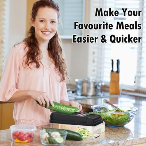 15-in-1 Vegetable Chopper with 10 Blades, Food Veggie Cutter, Gray (Gray / 10 Blades)