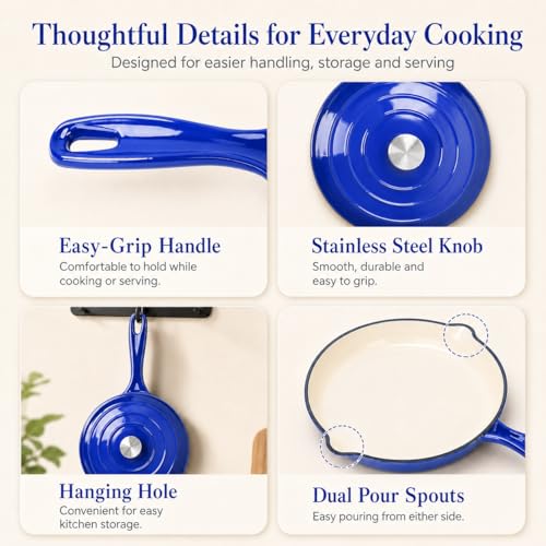 Enameled Cast Iron Cookware Set (Cobalt Blue)