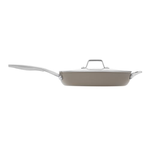 Premier Ceramic Nonstick 12" Frying Pan with Lid (12" Fry Pan with Lid / Mushroom Grey)