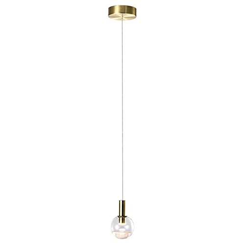 Lighting Sienna VAP2181BRS 5" Integrated LED ETL Certified Height Adjustable Pendant Light with Globe Shade