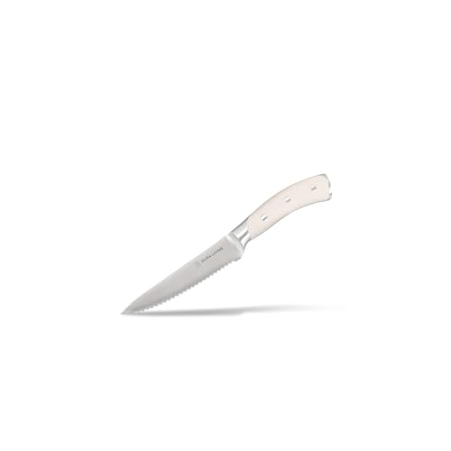 8 Piece Serrated Kitchen Steak Knife Set (Creme / 4.5")