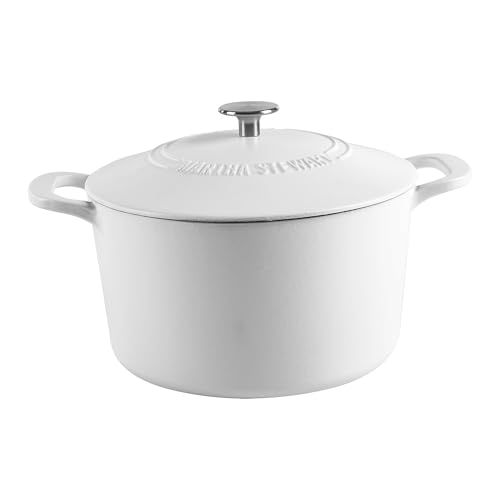 Gatwick 7 Quart Enamel Cast Iron Dutch Oven Pot with Lid (White Matte / 7-Quart)