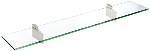 8" x 48" Brushed Steel Raven Glass Shelf