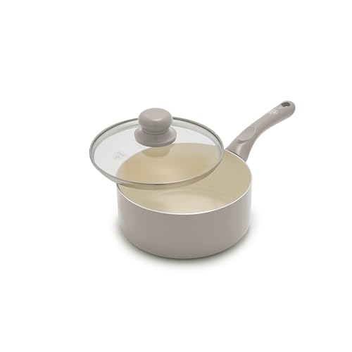 2QT Ceramic Nonstick Saucepan with Lid (2 Quarts / Light Gray)