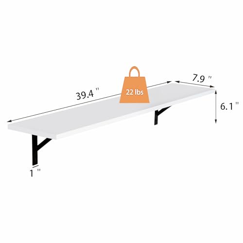 Long Wall Shelves (White / 39.4 Inch)