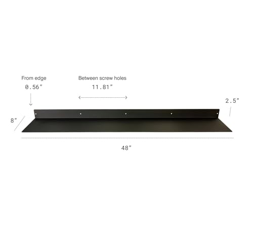 Made in USA Linear Floating Shelf (48-inch X 8-inch Raw Steel/Metal)