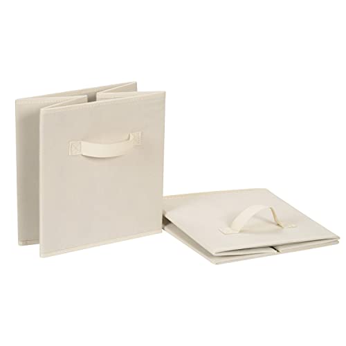Collapsible Fabric Storage Cube Bins Organizer with Handles for Organization and Organizing Solution (Beige / 13"x13"x13")