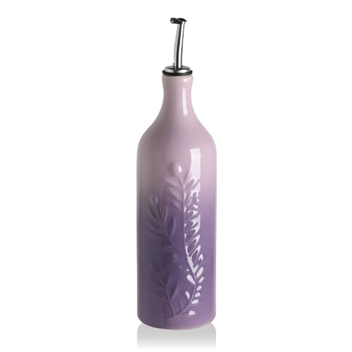 Sweejar Large Olive Oil Dispenser Bottle with Spout (Gradient Purple / Patterned styles)