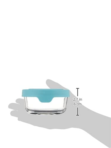 2 Cup Glass Storage Containers with Lids (2 Cup Set of 6 (Mineral Blue))