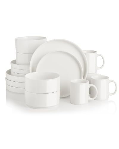 Sweejar Porcelain Dinnerware Sets for 4 (Pure White / Service for 4 (16pcs))