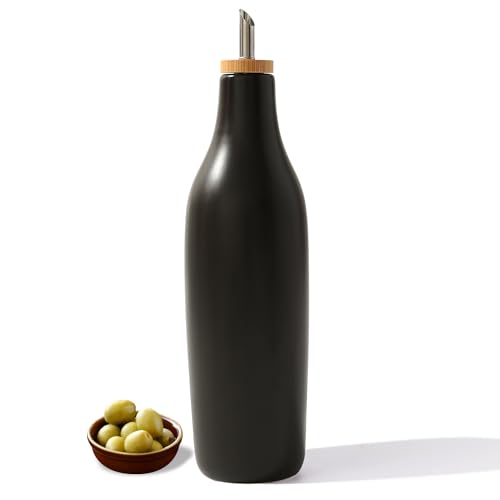 Ceramic Olive Oil Dispenser for Kitchen (Black)