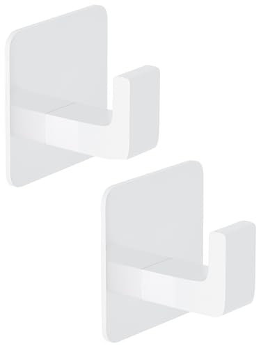 Square Self Adhesive Towel Hooks (White / 2 Pack)