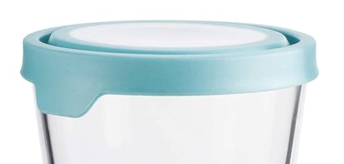 Trueseal Glass Food Storage Container with Airtight Lid (7 Cup Tall (Mineral Blue))