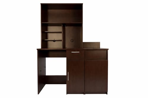 Fridge Space Hutch Cabinet with Microwave Space and Trash Bin (54" W – Trash + Fridge + Hutch)