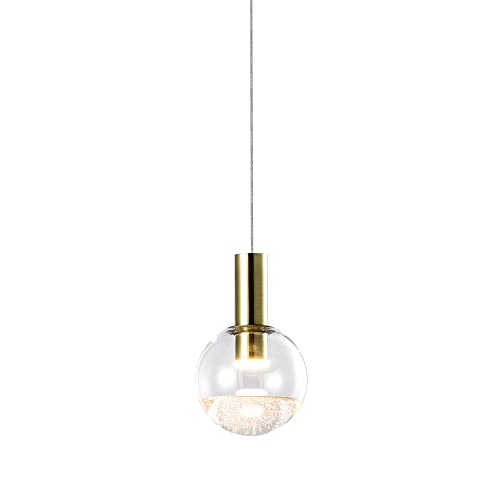 Lighting Sienna VAP2181BRS 5" Integrated LED ETL Certified Height Adjustable Pendant Light with Globe Shade