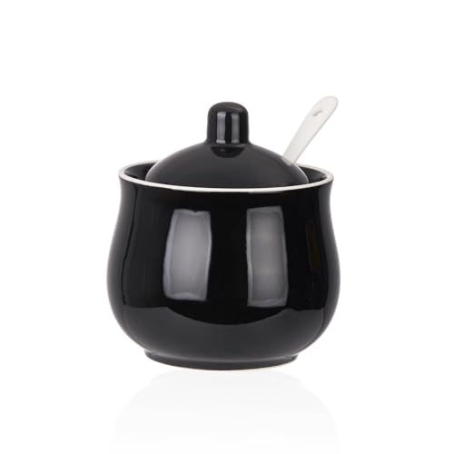 7 OZ Ceramic Sugar Bowl with Lid and Spoon