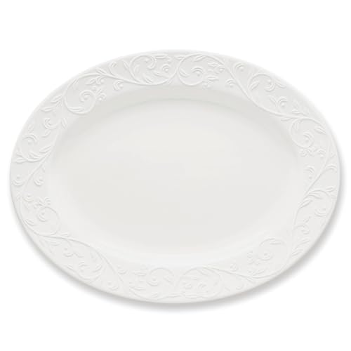 Opal Innocence Carved Oval Porcelain Serving Platter (4.20 LB / Oval Platter)